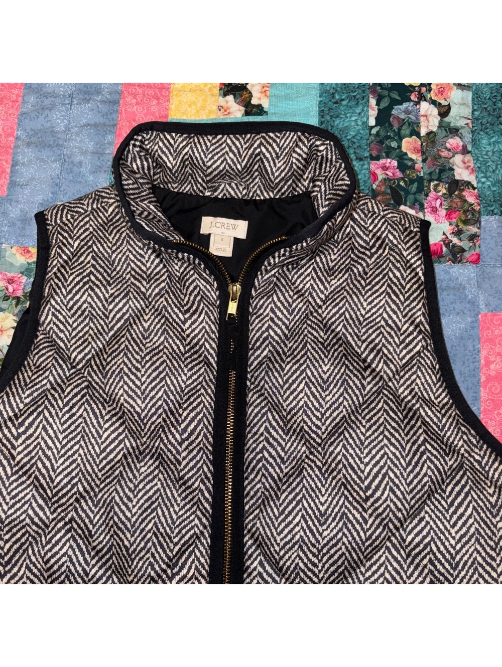 J.Crew $98 Women's S Quilted Herringbone Excursion Vest jacket Size Small